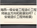 海西一级安装工程造价工程师就业方向和前景如何？(安装造价工程师前景)