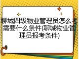 聊城四级物业管理员怎么考需要什么条件(聊城物业管理员报考条件)