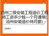 沧州二级安装工程造价工程师工资多少钱一个月通常(沧州安装造价师月薪)