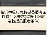 临沂中级应急救援员报考条件有什么要求(临沂中级应急救援员报考条件)