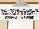 鹤壁一级安装工程造价工程师就业方向和前景如何？(鹤壁造价工程师前景)