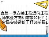 宜昌一级安装工程造价工程师就业方向和前景如何？(宜昌安装造价工程师前景)