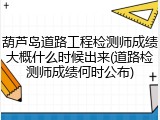 葫芦岛道路工程检测师成绩大概什么时候出来(道路检测师成绩何时公布)