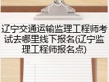 辽宁交通运输监理工程师考试去哪里线下报名(辽宁监理工程师报名点)