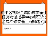 和平区初级金属冶炼安全工程师考试指导中心哪里有(金属冶炼安全工程师考点)