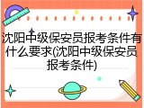 沈阳中级保安员报考条件有什么要求(沈阳中级保安员报考条件)