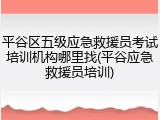 平谷区五级应急救援员考试培训机构哪里找(平谷应急救援员培训)
