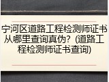 宁河区道路工程检测师证书从哪里查询真伪？(道路工程检测师证书查询)