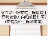 葫芦岛一级安装工程造价工程师就业方向和前景如何？(安装造价工程师前景)