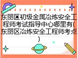 东丽区初级金属冶炼安全工程师考试指导中心哪里有(东丽区冶炼安全工程师考点)