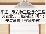 阳江二级安装工程造价工程师就业方向和前景如何？(安装造价工程师前景)