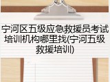 宁河区五级应急救援员考试培训机构哪里找(宁河五级救援培训)