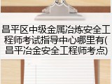 昌平区中级金属冶炼安全工程师考试指导中心哪里有(昌平冶金安全工程师考点)