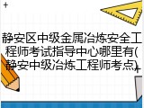 静安区中级金属冶炼安全工程师考试指导中心哪里有(静安中级冶炼工程师考点)