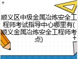 顺义区中级金属冶炼安全工程师考试指导中心哪里有(顺义金属冶炼安全工程师考点)