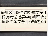 蓟州区中级金属冶炼安全工程师考试指导中心哪里有(蓟州冶金安全工程师考点)