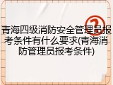 青海四级消防安全管理员报考条件有什么要求(青海消防管理员报考条件)