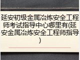 延安初级金属冶炼安全工程师考试指导中心哪里有(延安金属冶炼安全工程师指导)