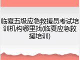 临夏五级应急救援员考试培训机构哪里找(临夏应急救援培训)