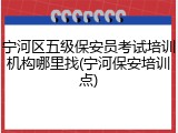 宁河区五级保安员考试培训机构哪里找(宁河保安培训点)
