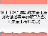 汉中中级金属冶炼安全工程师考试指导中心哪里有(汉中安全工程师考点)