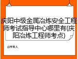 庆阳中级金属冶炼安全工程师考试指导中心哪里有(庆阳冶炼工程师考点)