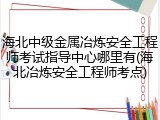 海北中级金属冶炼安全工程师考试指导中心哪里有(海北冶炼安全工程师考点)