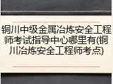 铜川中级金属冶炼安全工程师考试指导中心哪里有(铜川冶炼安全工程师考点)