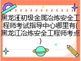 黑龙江初级金属冶炼安全工程师考试指导中心哪里有(黑龙江冶炼安全工程师考点)