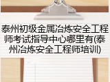 泰州初级金属冶炼安全工程师考试指导中心哪里有(泰州冶炼安全工程师培训)