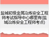 盐城初级金属冶炼安全工程师考试指导中心哪里有(盐城冶炼安全工程师考点)