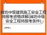 潍坊中级建筑施工安全工程师报考资格详解(潍坊中级安全工程师报考条件)