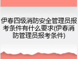 伊春四级消防安全管理员报考条件有什么要求(伊春消防管理员报考条件)