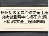 扬州初级金属冶炼安全工程师考试指导中心哪里有(扬州冶炼安全工程师培训)