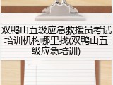 双鸭山五级应急救援员考试培训机构哪里找(双鸭山五级应急培训)