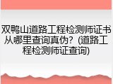 双鸭山道路工程检测师证书从哪里查询真伪？(道路工程检测师证查询)