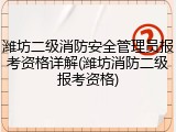 潍坊二级消防安全管理员报考资格详解(潍坊消防二级报考资格)