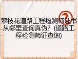 攀枝花道路工程检测师证书从哪里查询真伪？(道路工程检测师证查询)