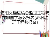 资阳交通运输总监理工程师在哪里学怎么报名(资阳监理工程师报名)