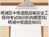 杨浦区中级道路运输安全工程师考试培训机构哪里找(杨浦中级道运培训)