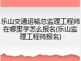 乐山交通运输总监理工程师在哪里学怎么报名(乐山监理工程师报名)
