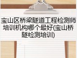 宝山区桥梁隧道工程检测师培训机构哪个最好(宝山桥隧检测培训)