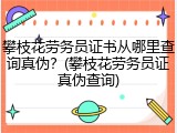 攀枝花劳务员证书从哪里查询真伪？(攀枝花劳务员证真伪查询)