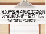 浦东新区桥梁隧道工程检测师培训机构哪个最好(浦东桥梁隧道检测培训)
