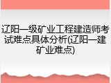 辽阳一级矿业工程建造师考试难点具体分析(辽阳一建矿业难点)