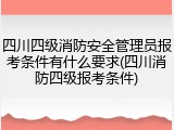 四川四级消防安全管理员报考条件有什么要求(四川消防四级报考条件)