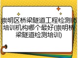 崇明区桥梁隧道工程检测师培训机构哪个最好(崇明桥梁隧道检测培训)