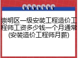 崇明区一级安装工程造价工程师工资多少钱一个月通常(安装造价工程师月薪)