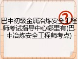 巴中初级金属冶炼安全工程师考试指导中心哪里有(巴中冶炼安全工程师考点)