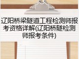 辽阳桥梁隧道工程检测师报考资格详解(辽阳桥隧检测师报考条件)